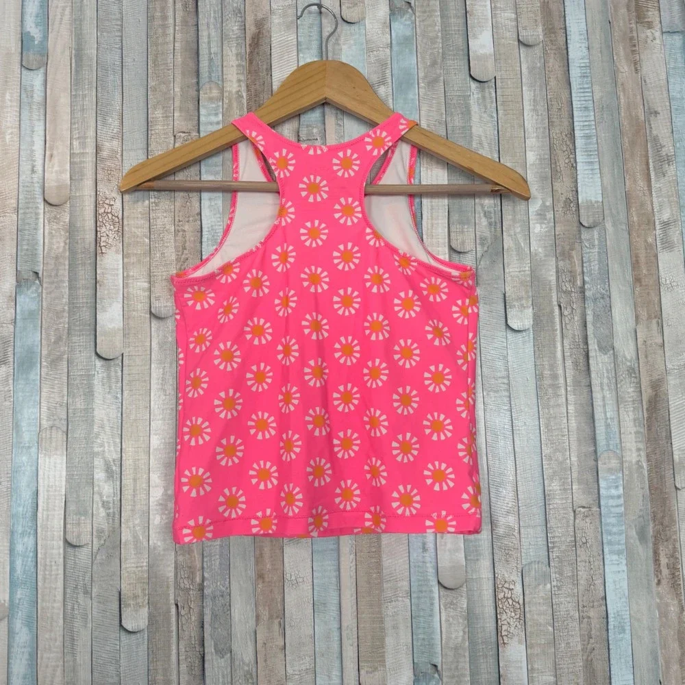 Primary 14 Pink Sun Print Swim Tank Racerback Sleeveless Rash Guard Tankini Top